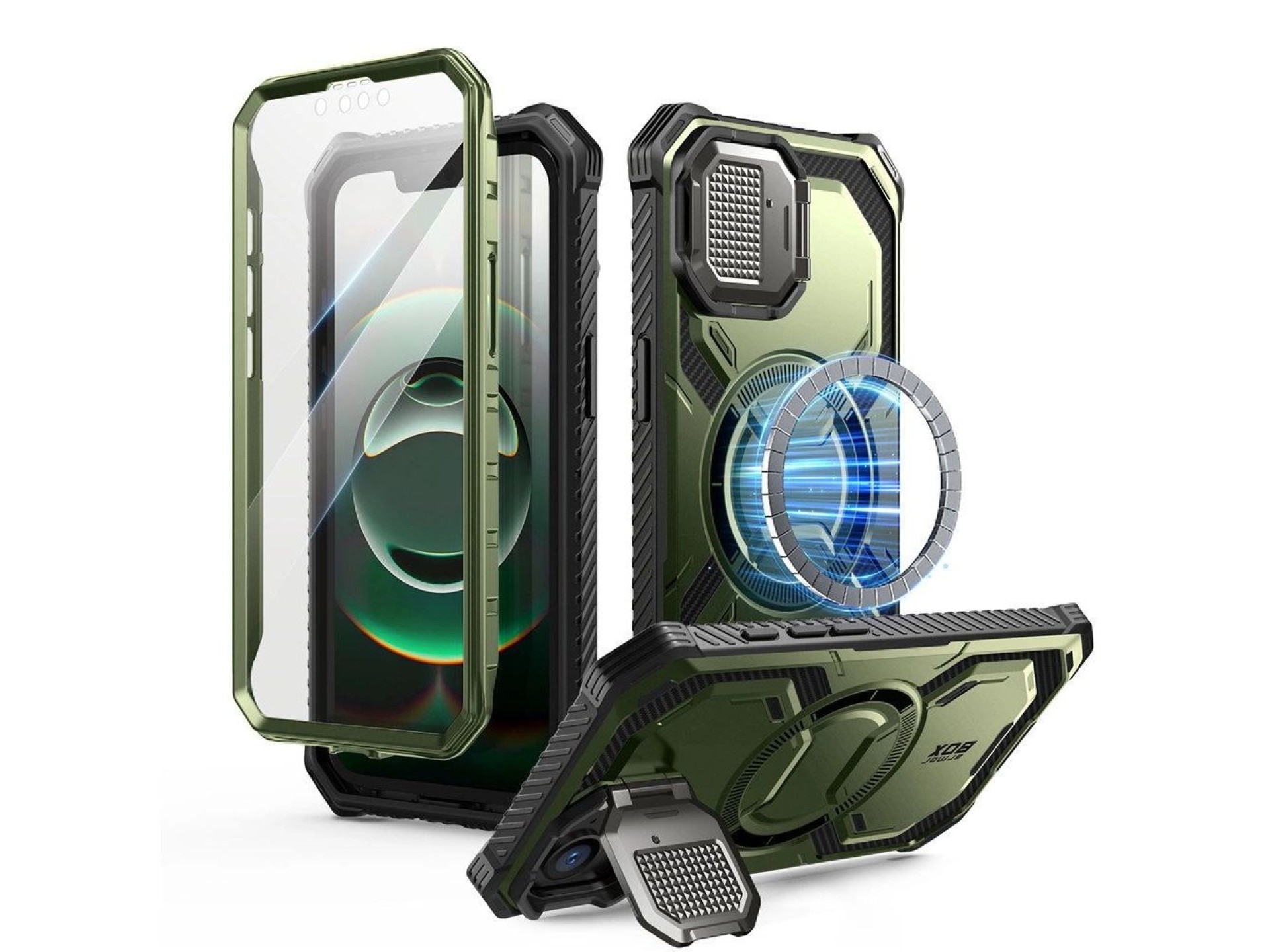 Funda IBLSN Armorbox Mag MagSafe Supcase para iPhone 16e / 17e - color oliva