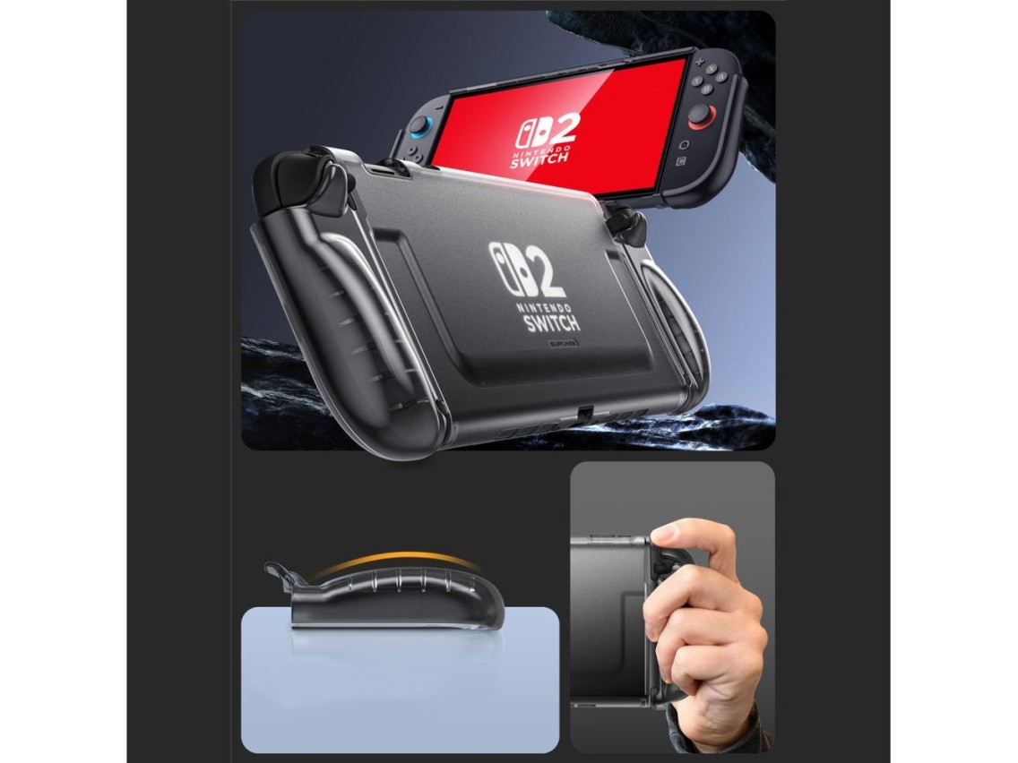 Capa Supcase Crystal para Nintendo Switch 2 - Preta Transparente