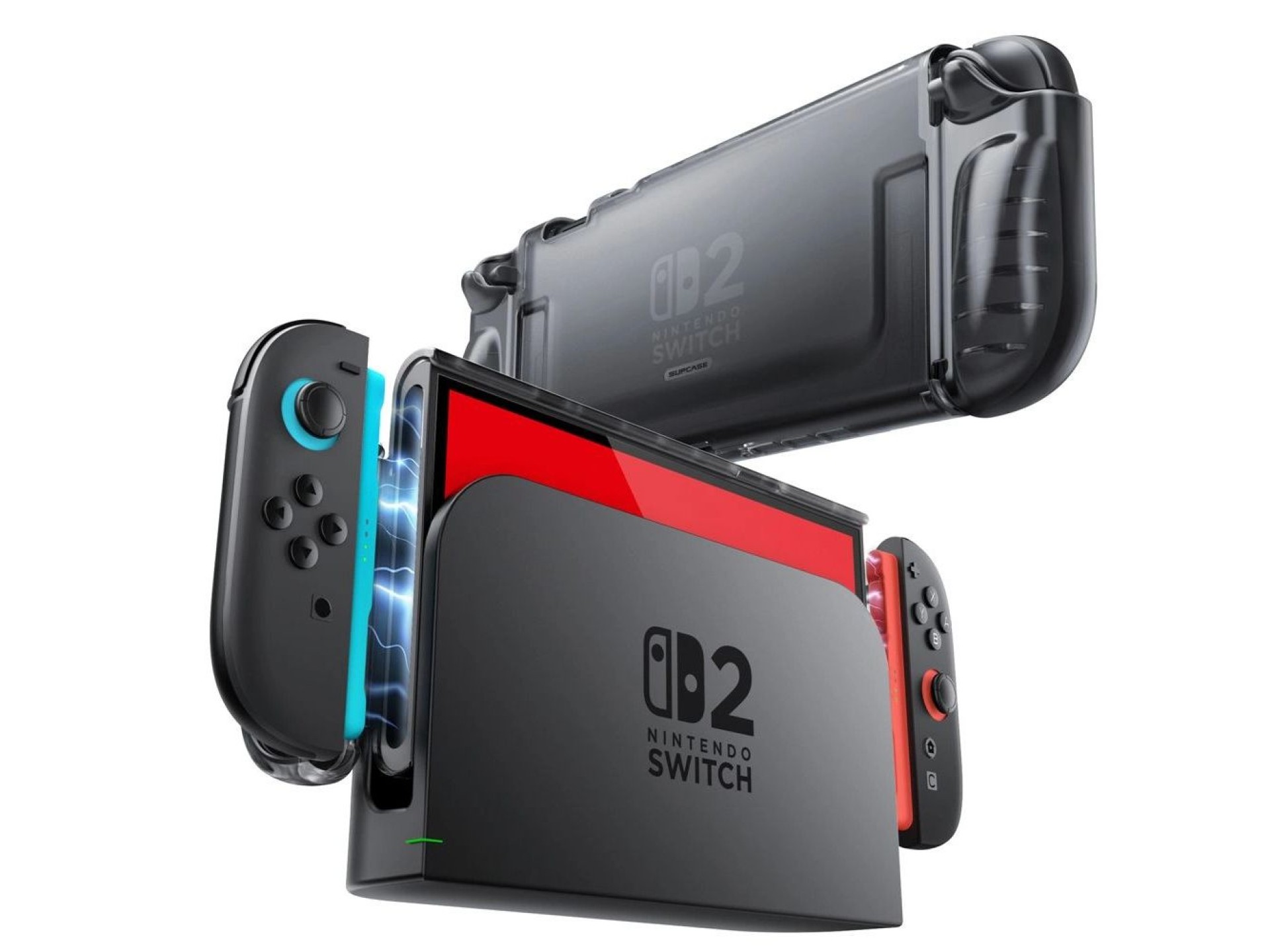 Capa Supcase Crystal para Nintendo Switch 2 - Preta Transparente