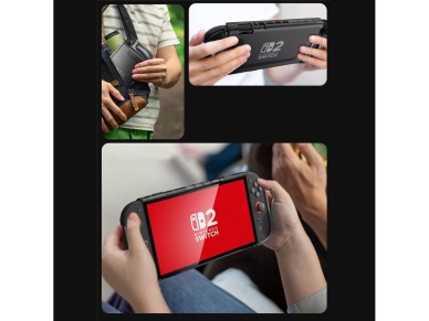 Capa Supcase Crystal para Nintendo Switch 2 - Preta Transparente