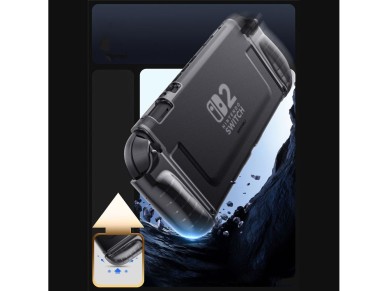 Capa Supcase Crystal para Nintendo Switch 2 - Preta Transparente