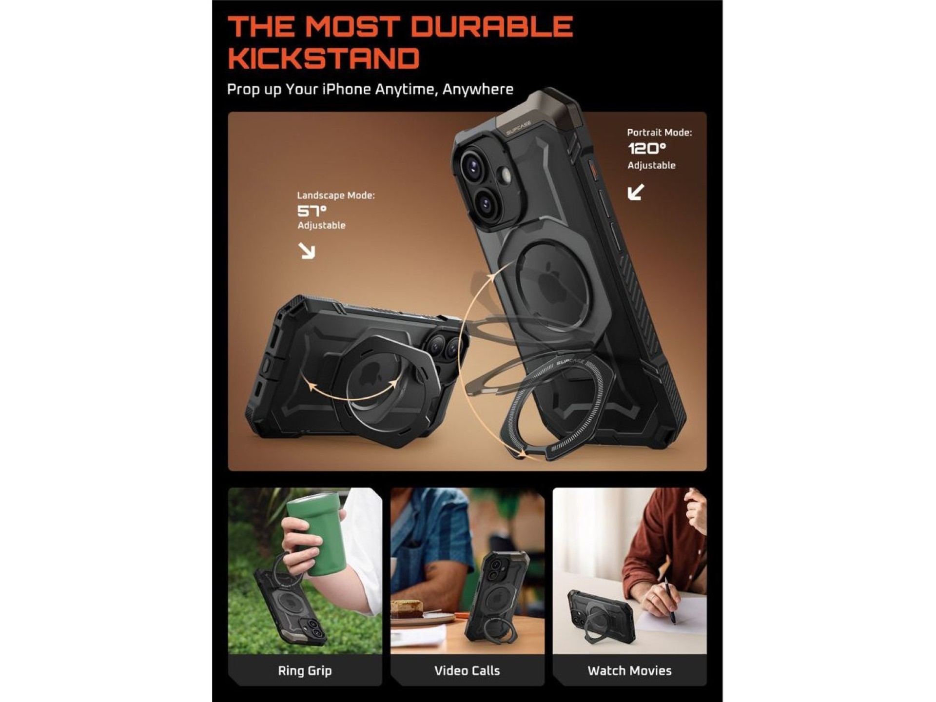 Capa Supcase UB Grip Mag MagSafe para iPhone 17 - Preta