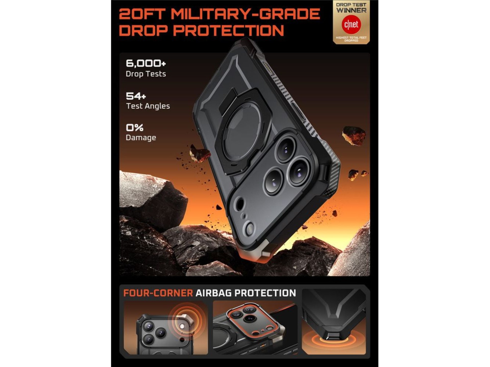 Capa Supcase UB Grip Mag MagSafe para iPhone 17 Pro Max - Preta