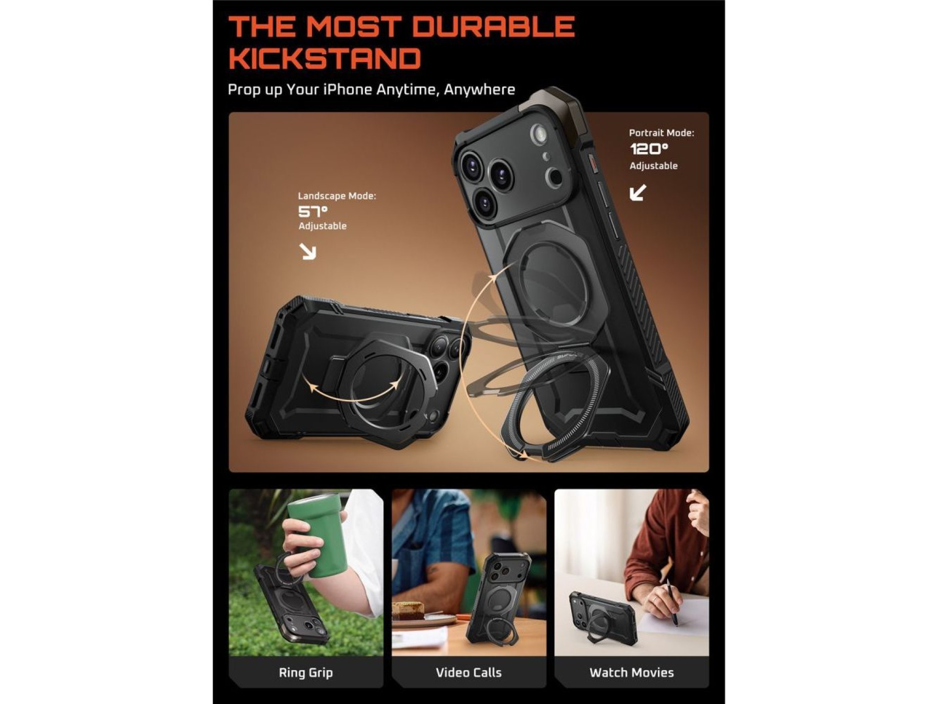 Capa Supcase UB Grip Mag MagSafe para iPhone 17 Pro Max - Preta