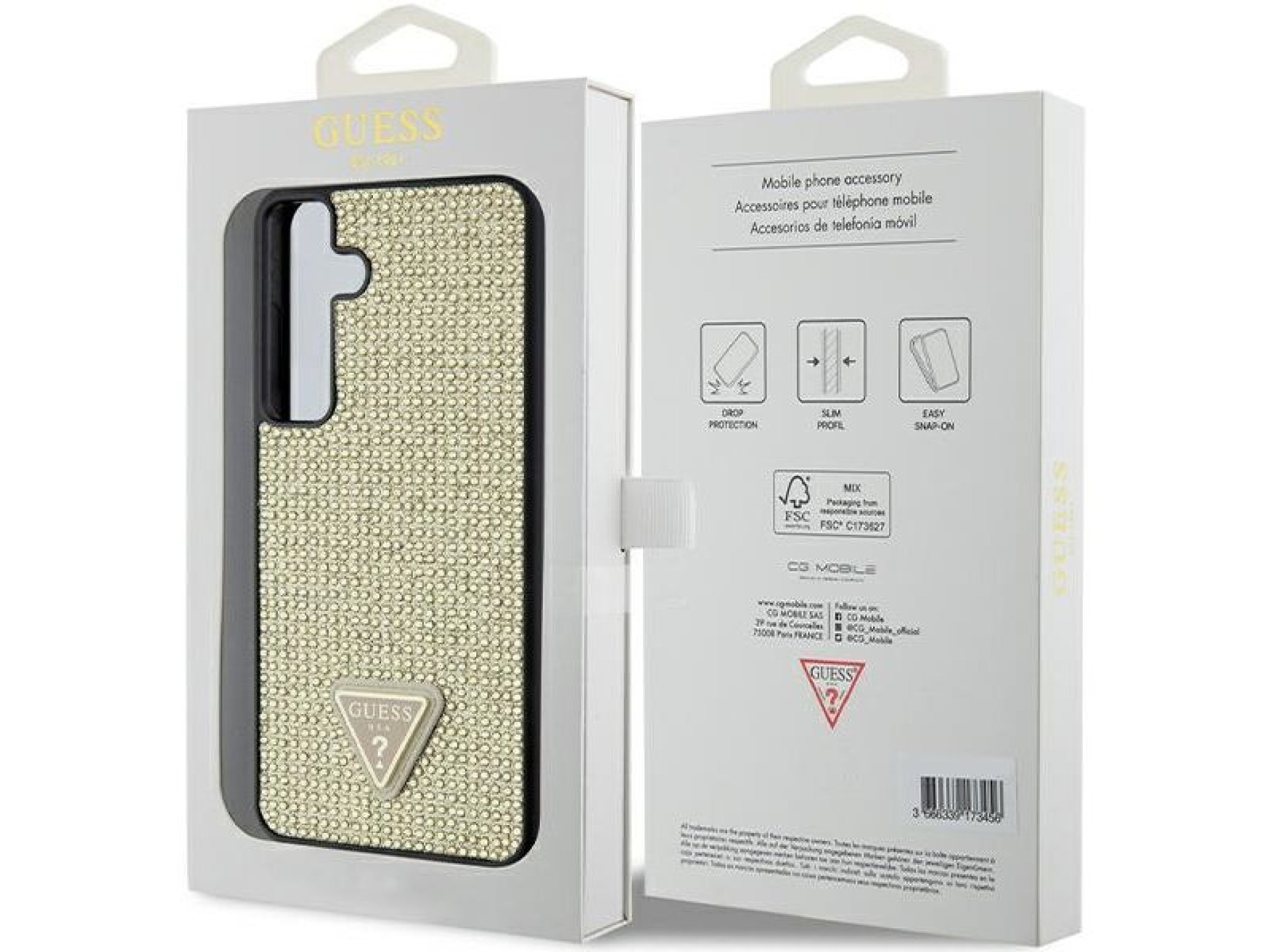 Guess Rhinestone Triangle case for Samsung Galaxy S24+ - gold