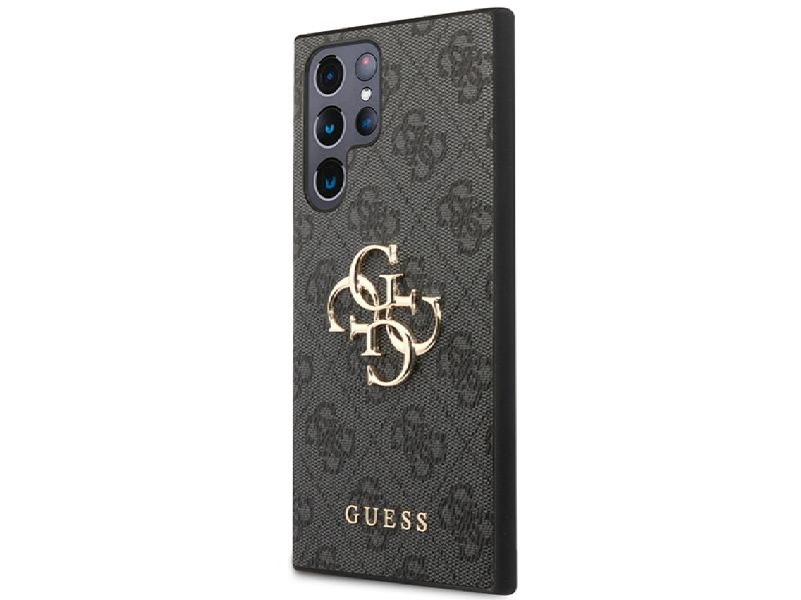 Funda Guess 4G con logo metálico grande para Samsung Galaxy S24 Ultra - Negra