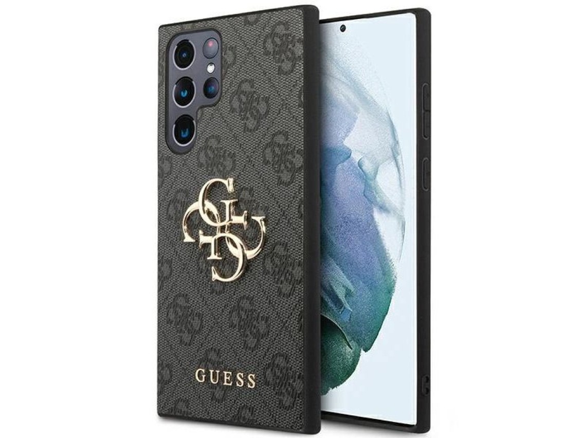 Funda Guess 4G con logo metálico grande para Samsung Galaxy S24 Ultra - Negra