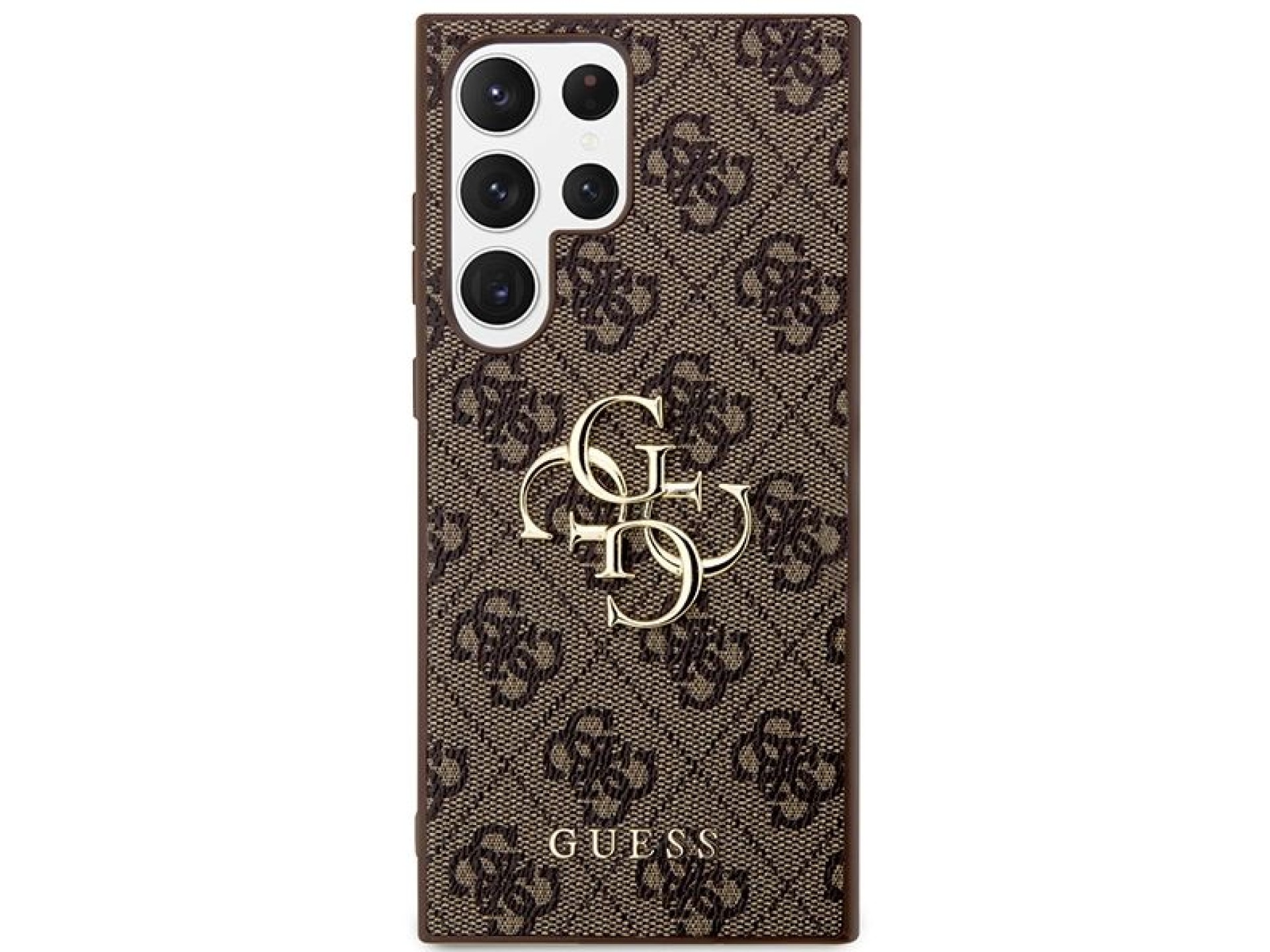 Funda Guess 4G con logo metálico grande para Samsung Galaxy S24 Ultra - Marrón