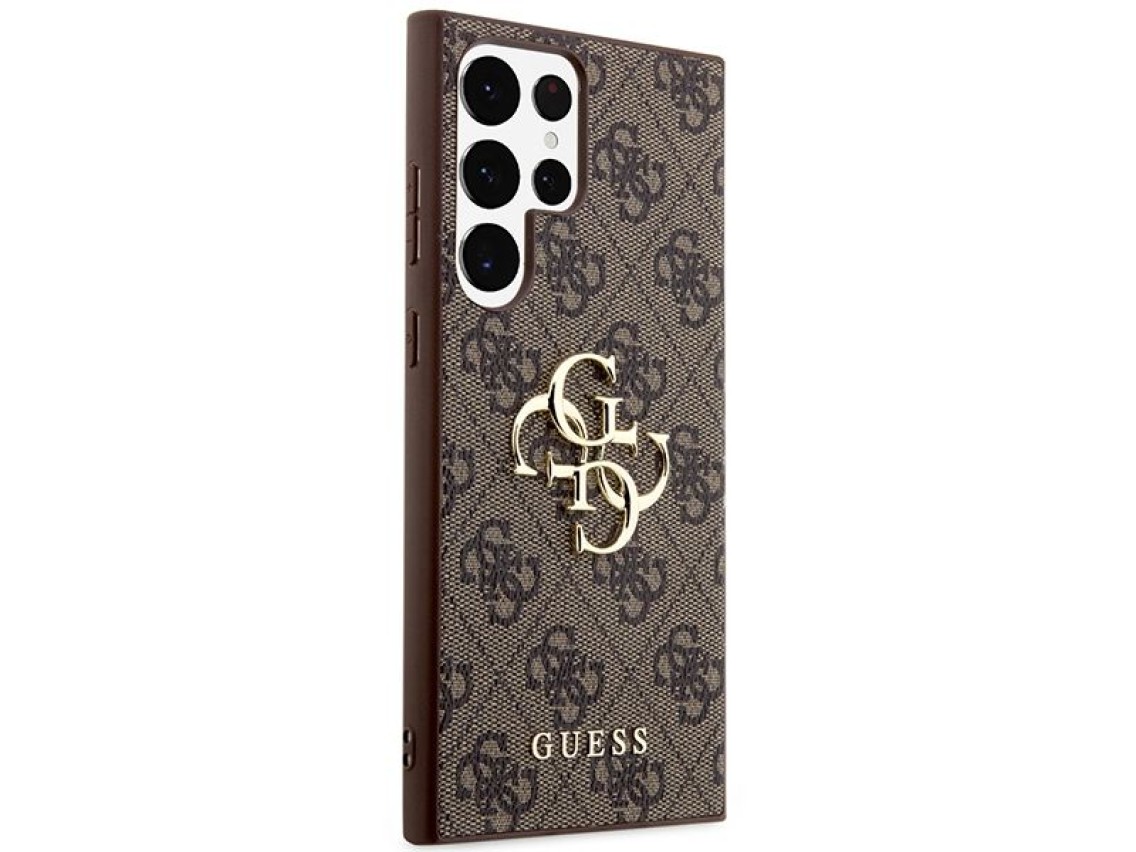 Funda Guess 4G con logo metálico grande para Samsung Galaxy S24 Ultra - Marrón