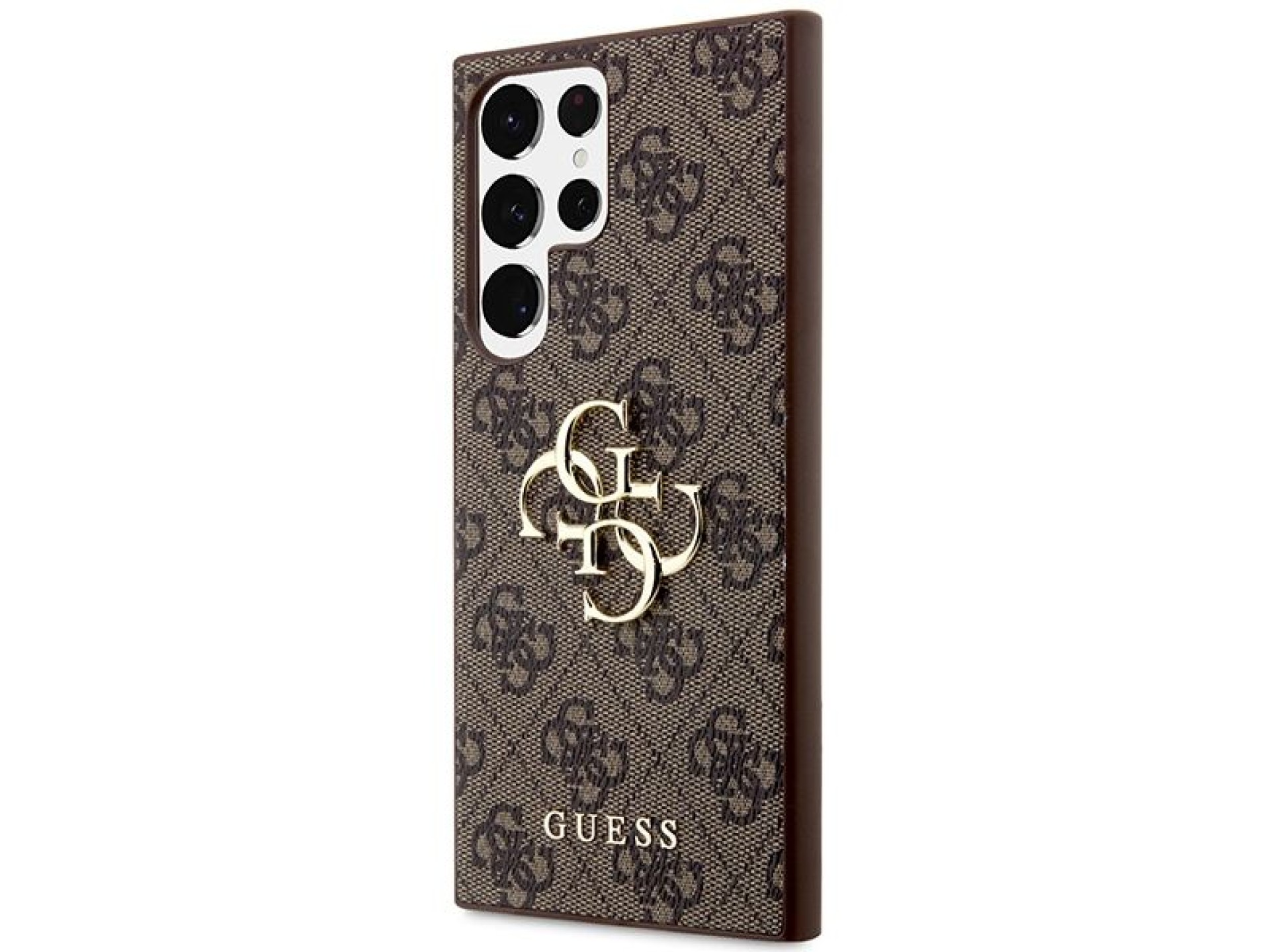 Funda Guess 4G con logo metálico grande para Samsung Galaxy S24 Ultra - Marrón