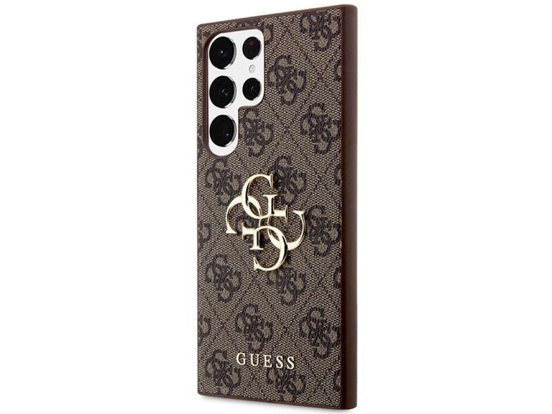 Funda Guess 4G con logo metálico grande para Samsung Galaxy S24 Ultra - Marrón