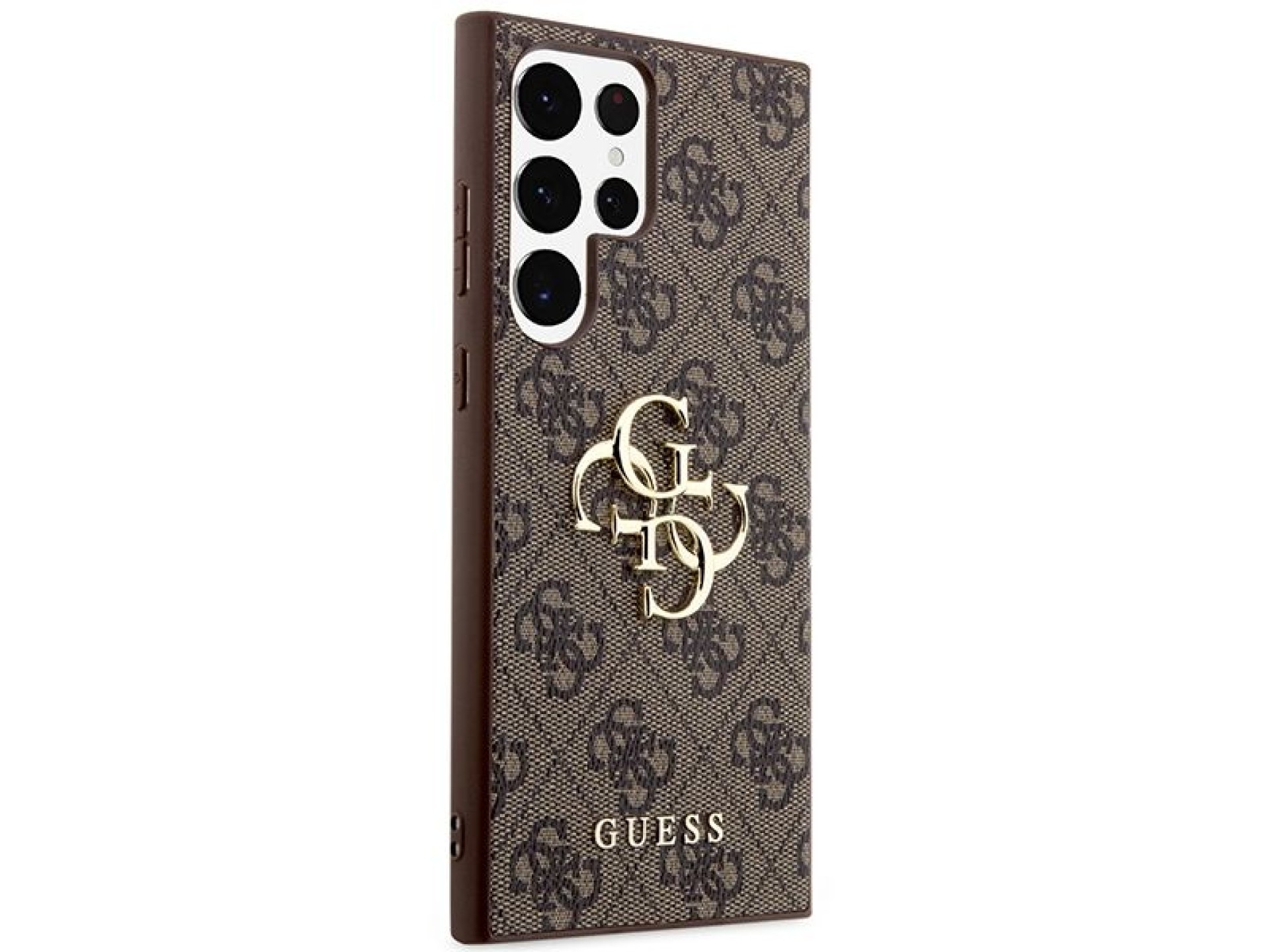 Funda Guess 4G con logo metálico grande para Samsung Galaxy S24 Ultra - Marrón