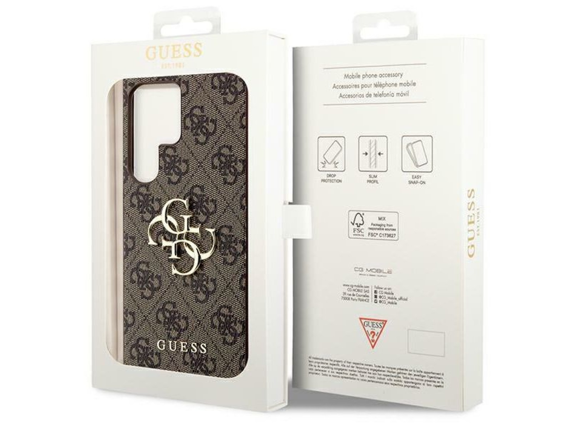 Funda Guess 4G con logo metálico grande para Samsung Galaxy S24 Ultra - Marrón