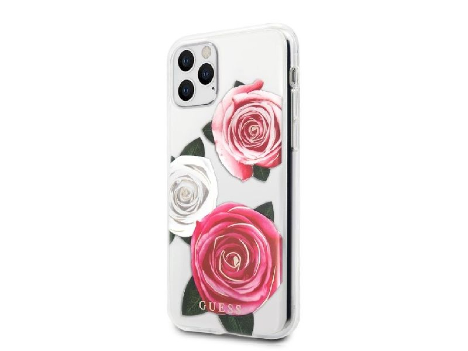 Funda rígida transparente Guess GUHCN58ROSTRT para iPhone 11 Pro, modelo Flower Desire, color rosa y