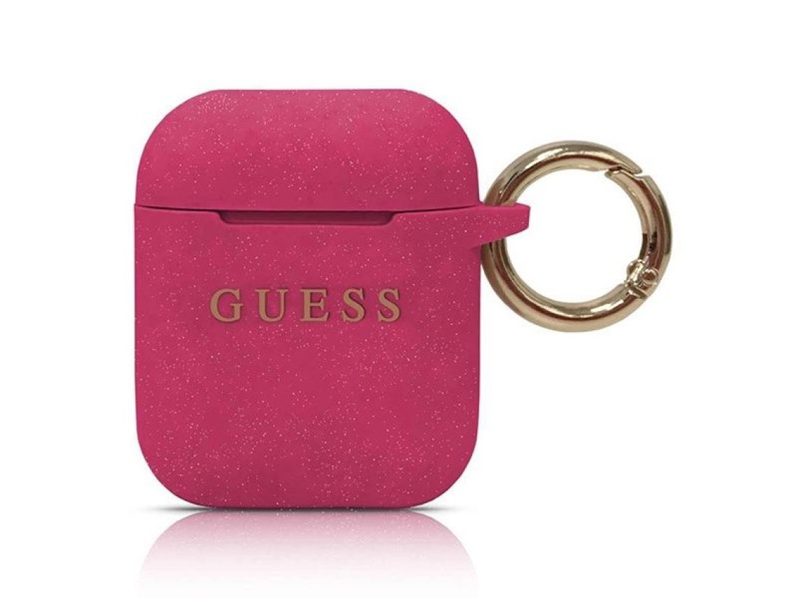 Guess GUACCSILGLFU AirPods cover fuchsia / fuchsia Silicone Glitter