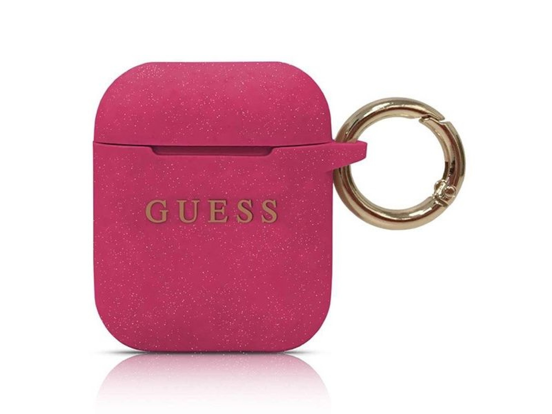 Guess GUACCSILGLFU AirPods cover fuchsia / fuchsia Silicone Glitter