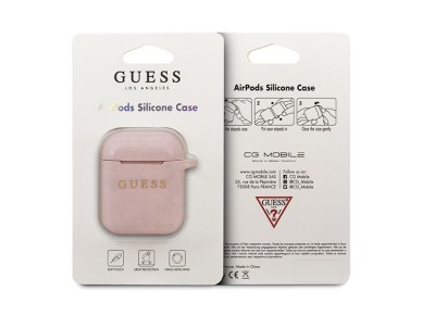 Funda para AirPods Guess GUACCSILGLLP rosa claro / rosa silicona con purpurina