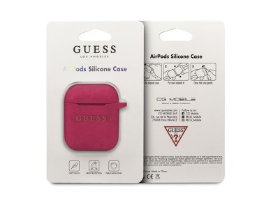 Funda para AirPods Guess GUACCSILGLFU color fucsia / purpurina de silicona color fucsia