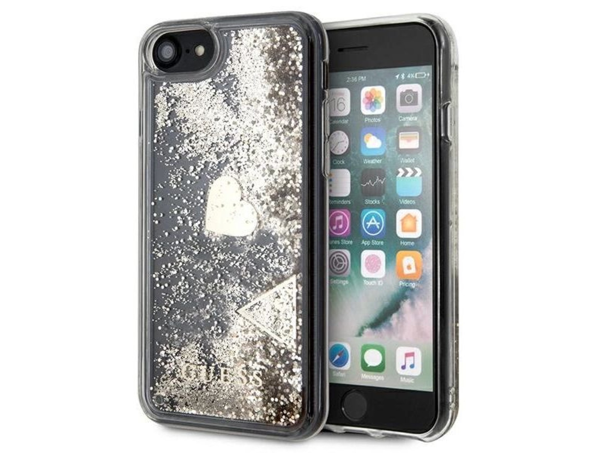 Funda rígida dorada/dorada Guess GUOHCI8GLHFLGO para iPhone 7/8/SE 2020/SE 2022 con adornos brillant