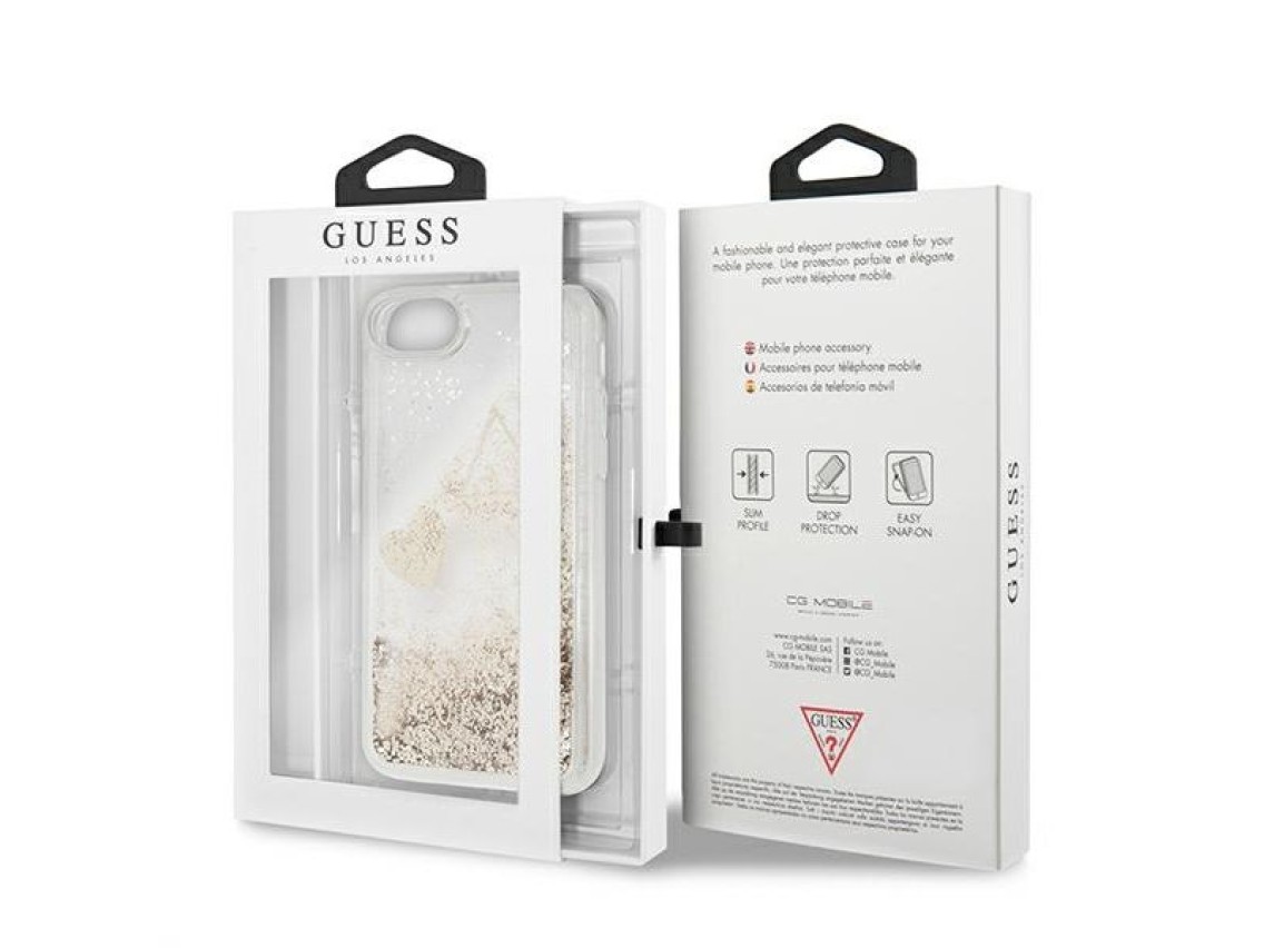 Funda rígida dorada/dorada Guess GUOHCI8GLHFLGO para iPhone 7/8/SE 2020/SE 2022 con adornos brillant