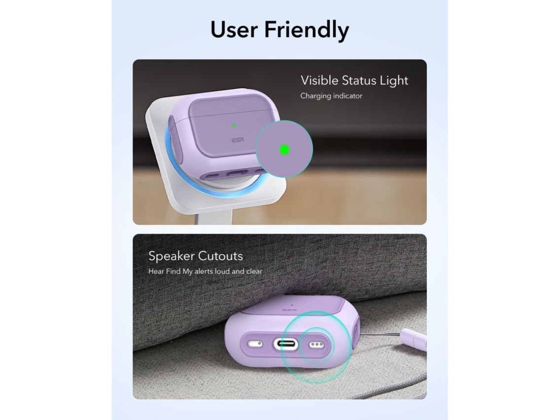 Funda ESR Orbit Halolock MagSafe para AirPods Pro - color morado