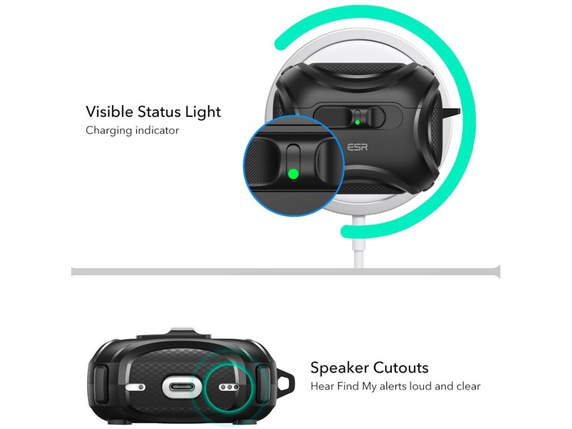 Funda ESR Cyber ??FlickLock MagSafe para AirPods Pro 3 - Negra