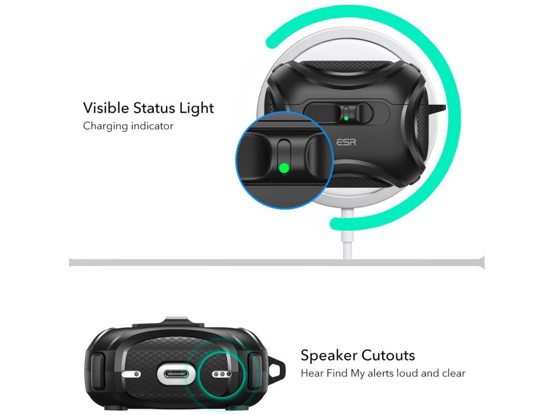 Funda ESR Cyber ??FlickLock MagSafe para AirPods Pro 3 - Negra