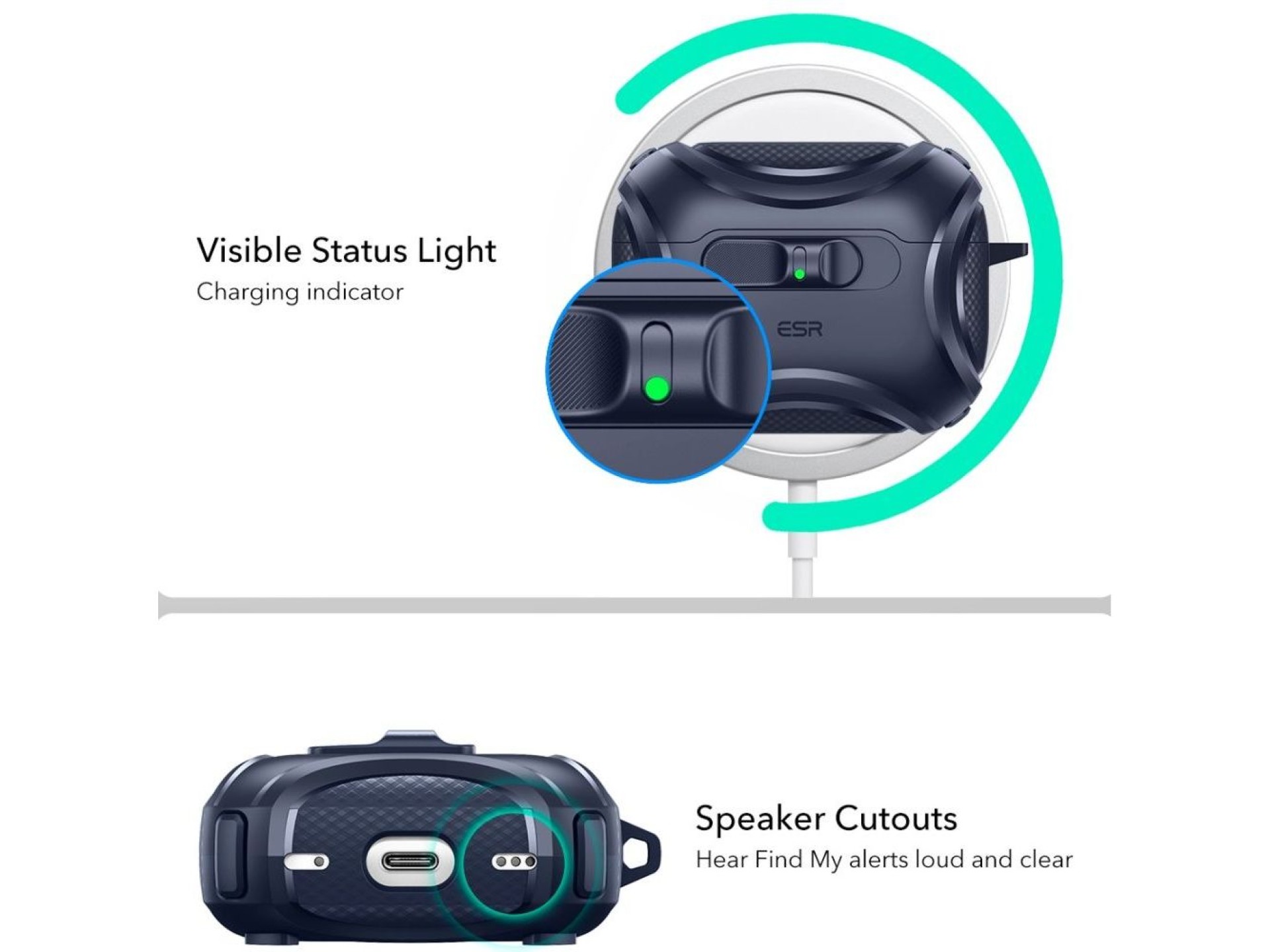 Capa ESR Cyber ??FlickLock MagSafe para AirPods Pro 3 - Azul Marinho