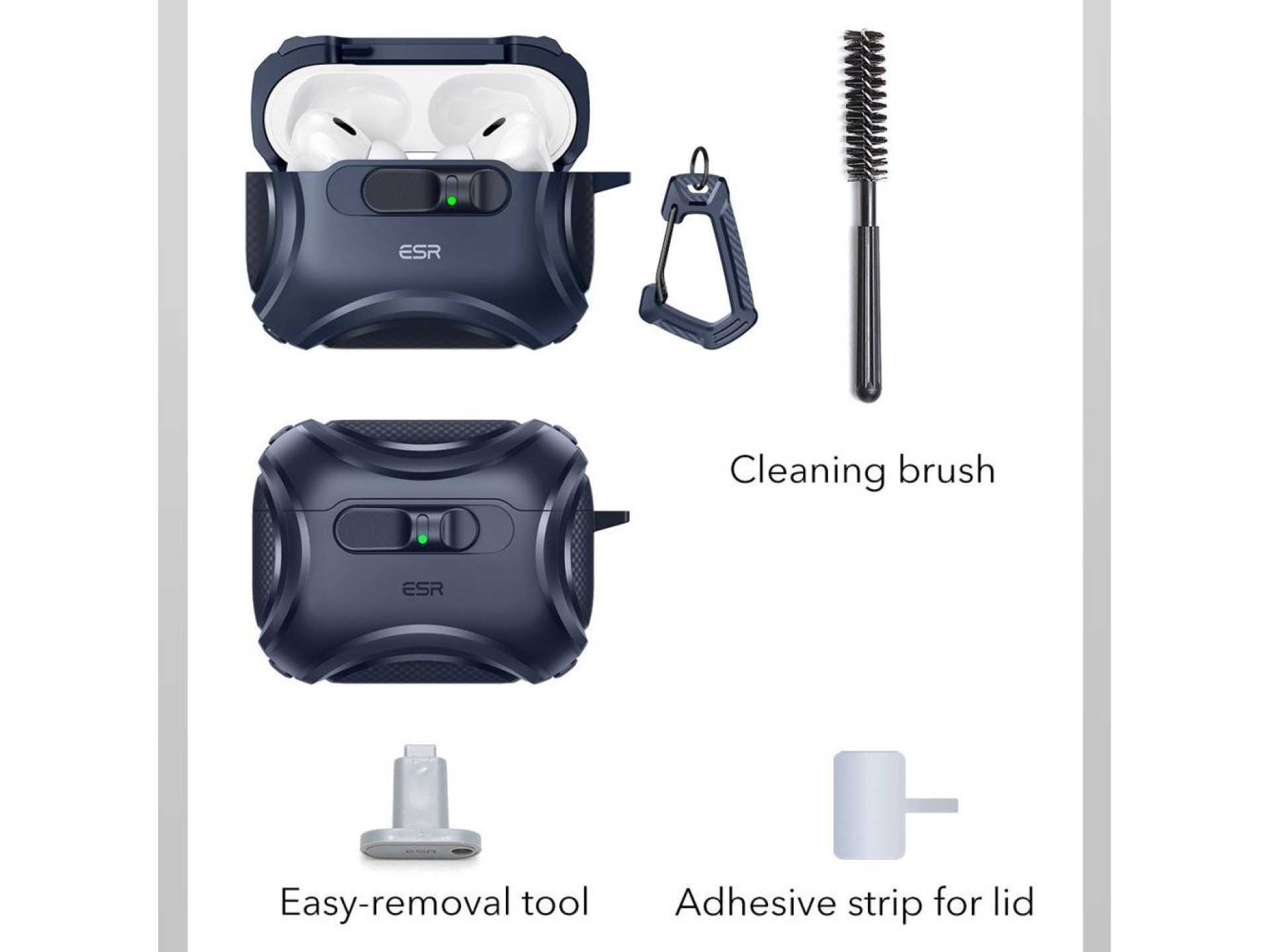 Capa ESR Cyber ??FlickLock MagSafe para AirPods Pro 3 - Azul Marinho