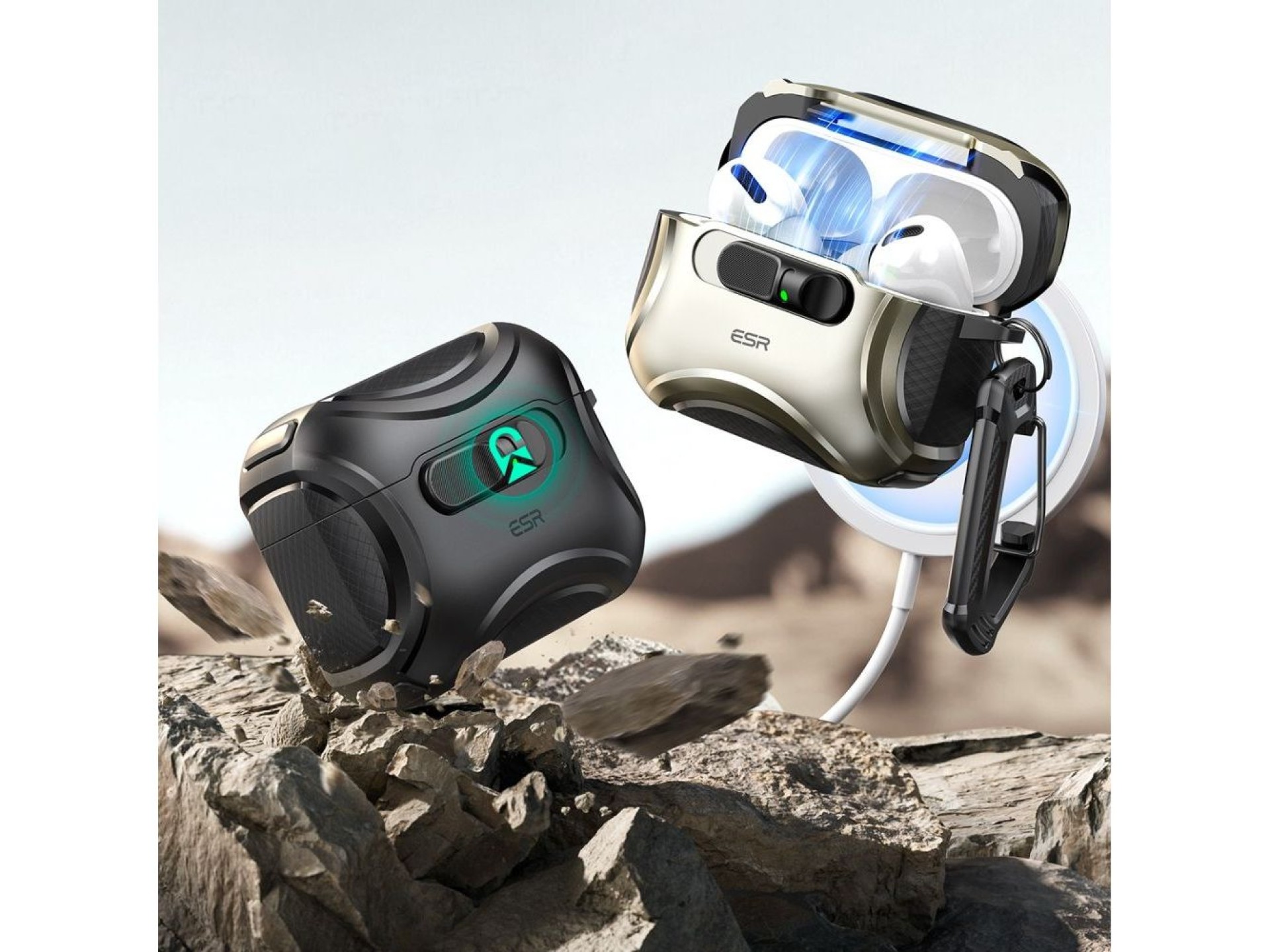 Capa ESR Cyber ??FlickLock MagSafe para AirPods Pro 3 - prata