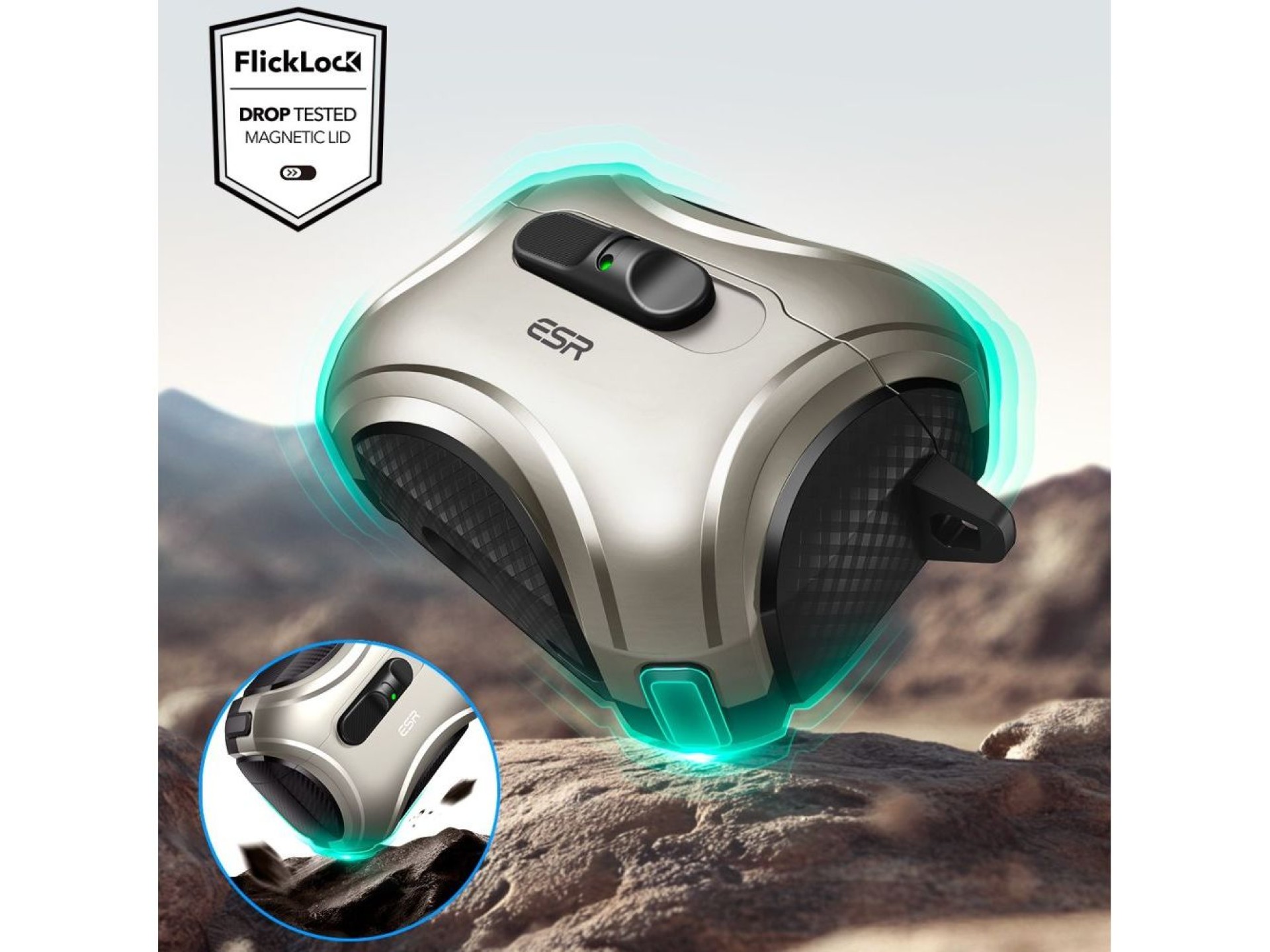 Capa ESR Cyber ??FlickLock MagSafe para AirPods Pro 3 - prata