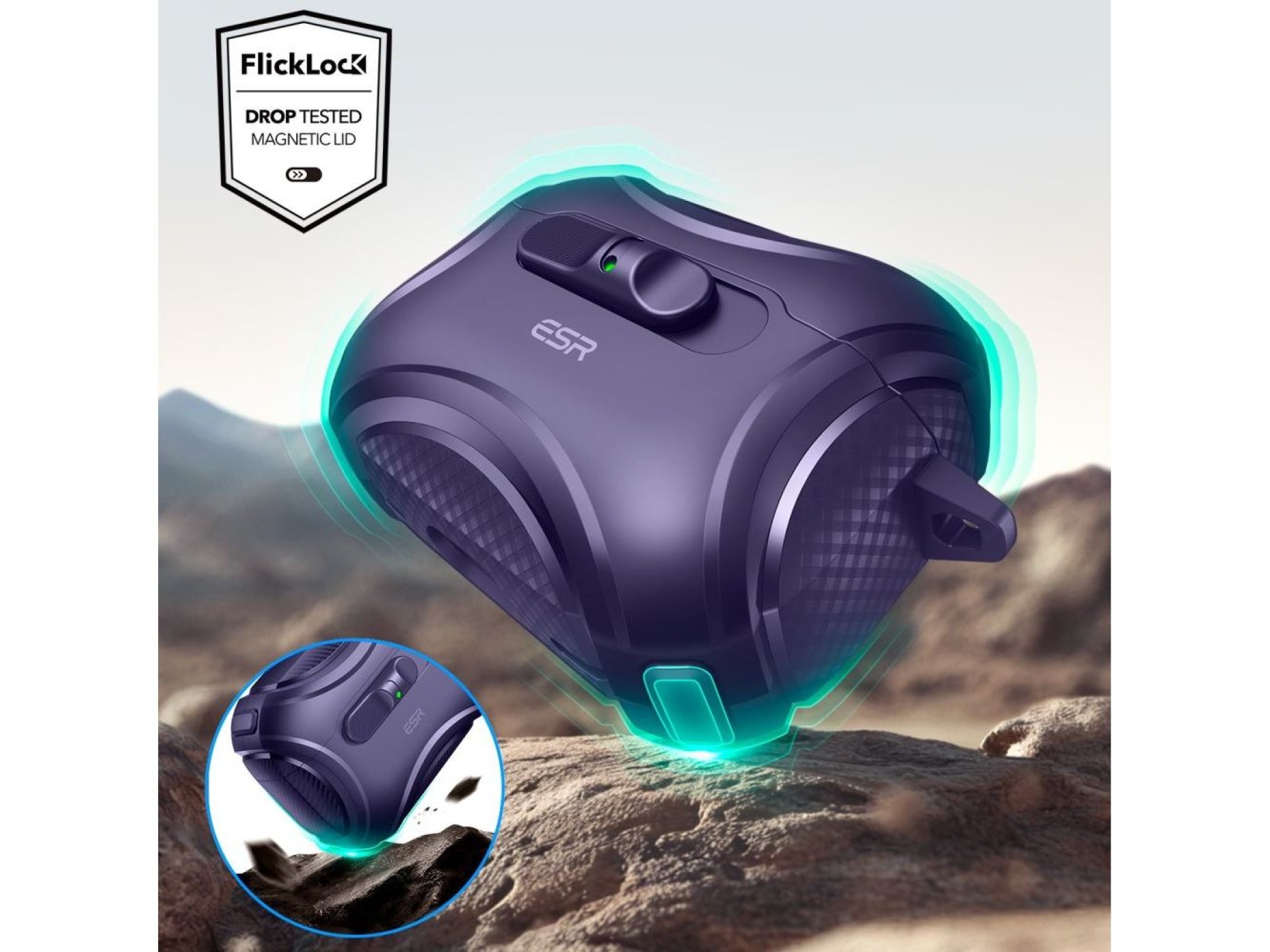 Capa ESR Cyber ??FlickLock MagSafe para AirPods Pro 3 - Roxa