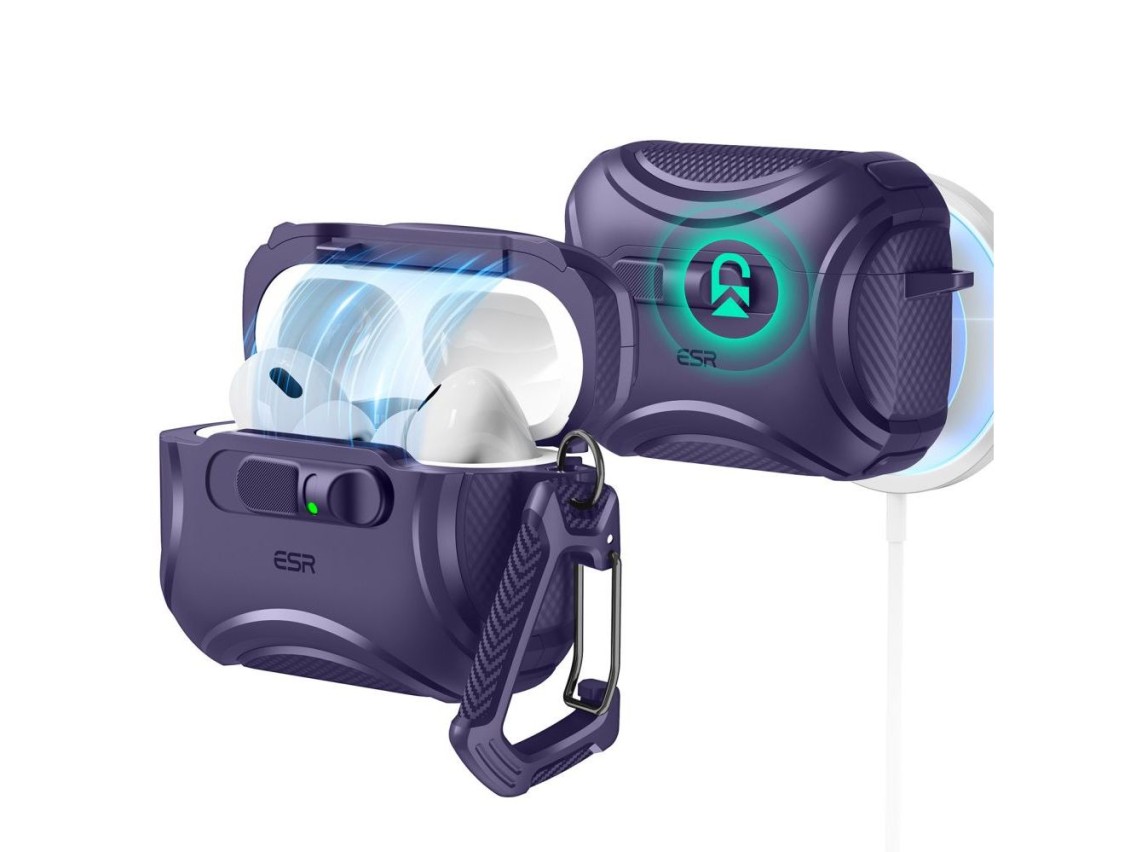 Capa ESR Cyber ??FlickLock MagSafe para AirPods Pro 3 - Roxa