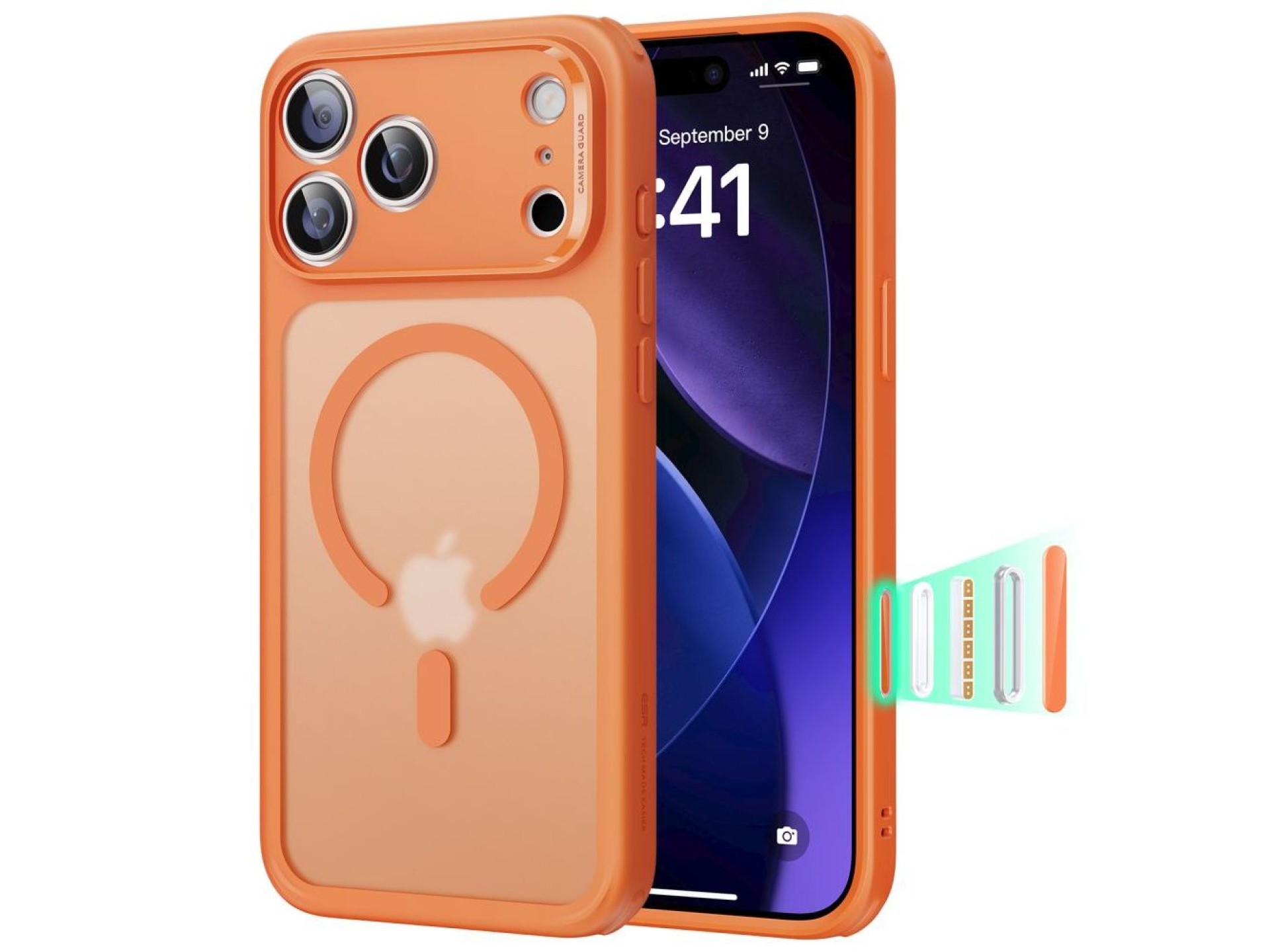 Funda ESR Classic Hybrid MagSafe para iPhone 17 Pro Max - Naranja transparente