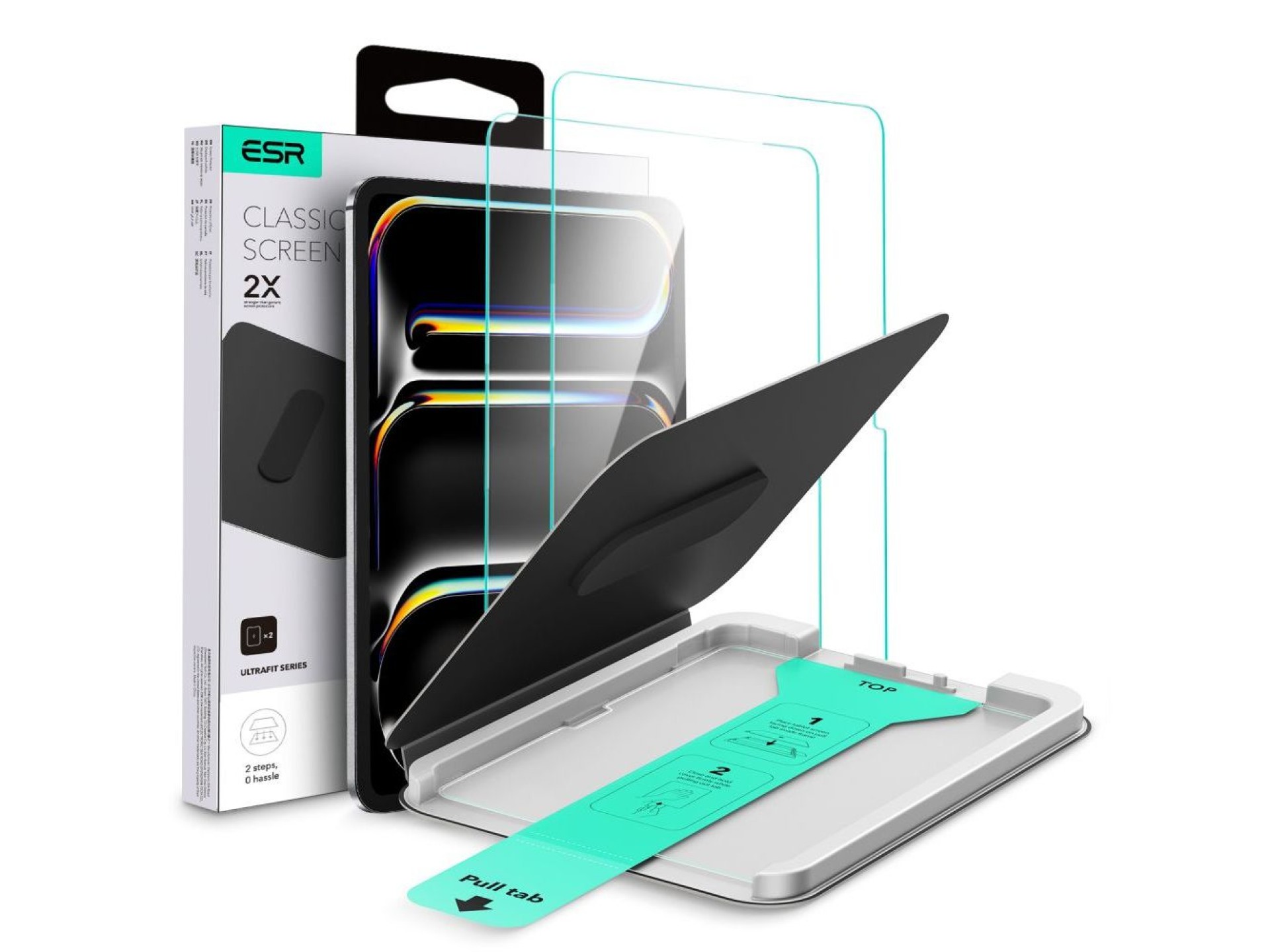 Kit com 2 películas de vidro temperado ESR UltraFit para iPad Pro 13” 7 / 8 / 2024-2025