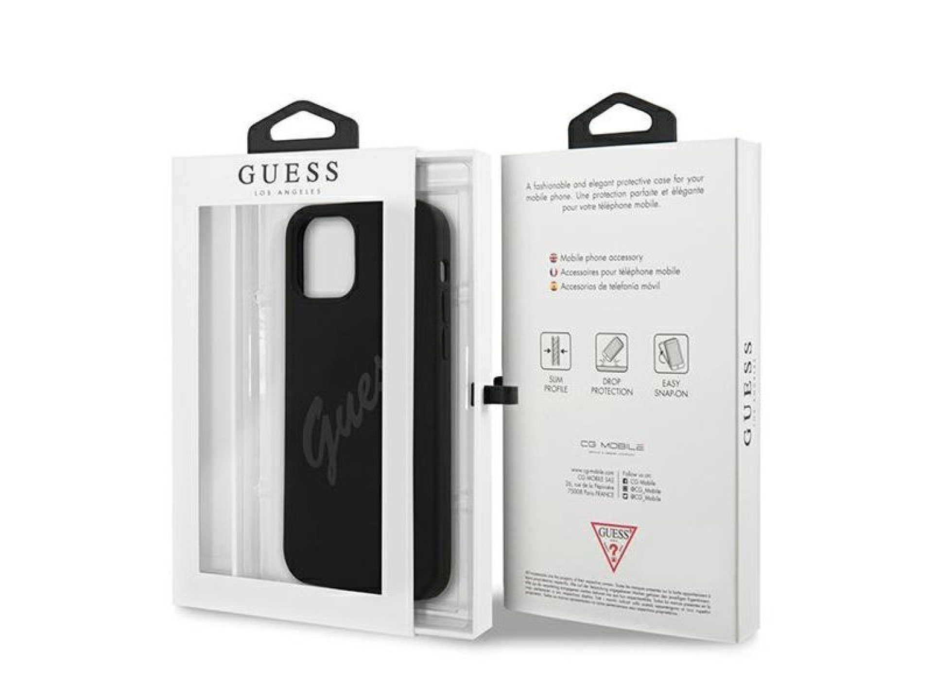 Capa rígida preta/preta Guess GUHCP12SLSVSBK para iPhone 12 mini 5.4