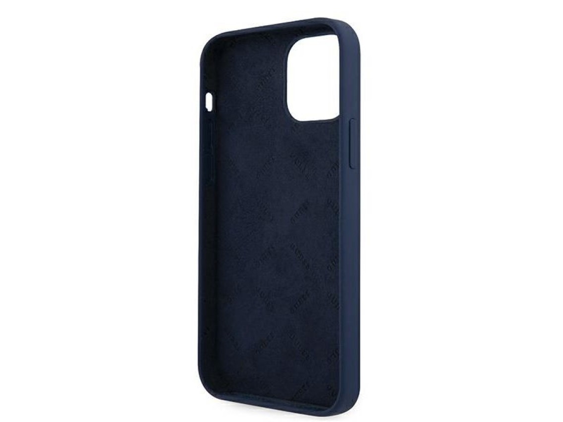 Funda rígida azul para iPhone 12 mini de 5,4" de Guess GUHCP12SLSVSBL, modelo Script Vintage.