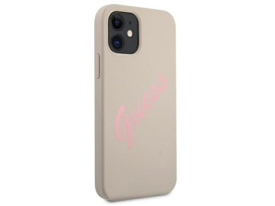 Funda rígida de silicona vintage Guess GUHCP12SLSVSGP para iPhone 12 mini de 5,4" en color gris rosa Funda rígida de silicona vintage Guess GUHCP12SLSVSGP para iPhone 12 mini de 5,4" en color gris rosa