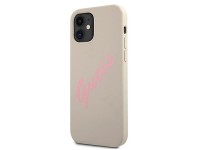 Capa rígida de silicone vintage Guess GUHCP12SLSVSGP para iPhone 12 mini 5.4" cinza rosa/cinza rosa Capa rígida de silicone vintage Guess GUHCP12SLSVSGP para iPhone 12 mini 5.4" cinza rosa/cinza rosa