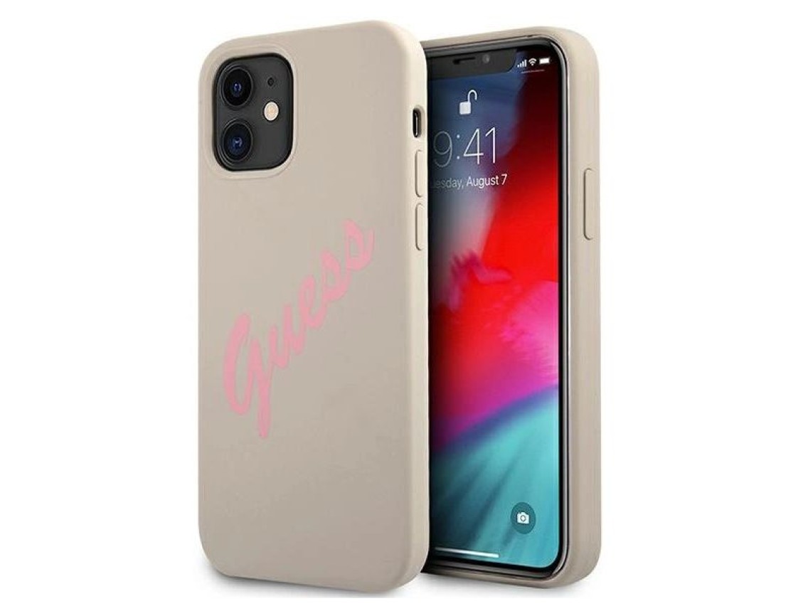 Capa rígida de silicone vintage Guess GUHCP12SLSVSGP para iPhone 12 mini 5.4" cinza rosa/cinza rosa