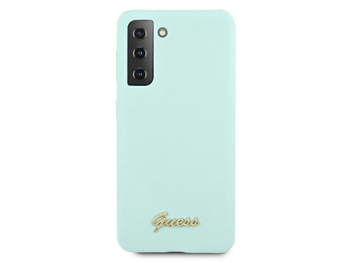 Guess GUHCS21MLSLMGLB S21+ G996 funda rígida azul/azul de silicona con logotipo metálico
