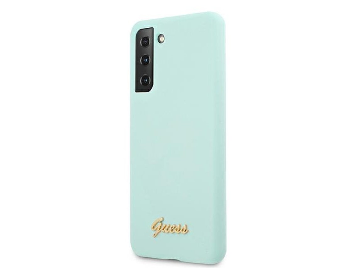 Guess GUHCS21MLSLMGLB S21+ G996 funda rígida azul/azul de silicona con logotipo metálico