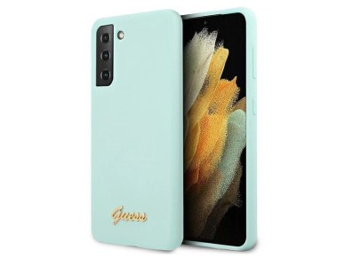 Capa r�gida de silicone com logotipo met�lico Guess GUHCS21MLSLMGLB para S21+ G996 azul/azul