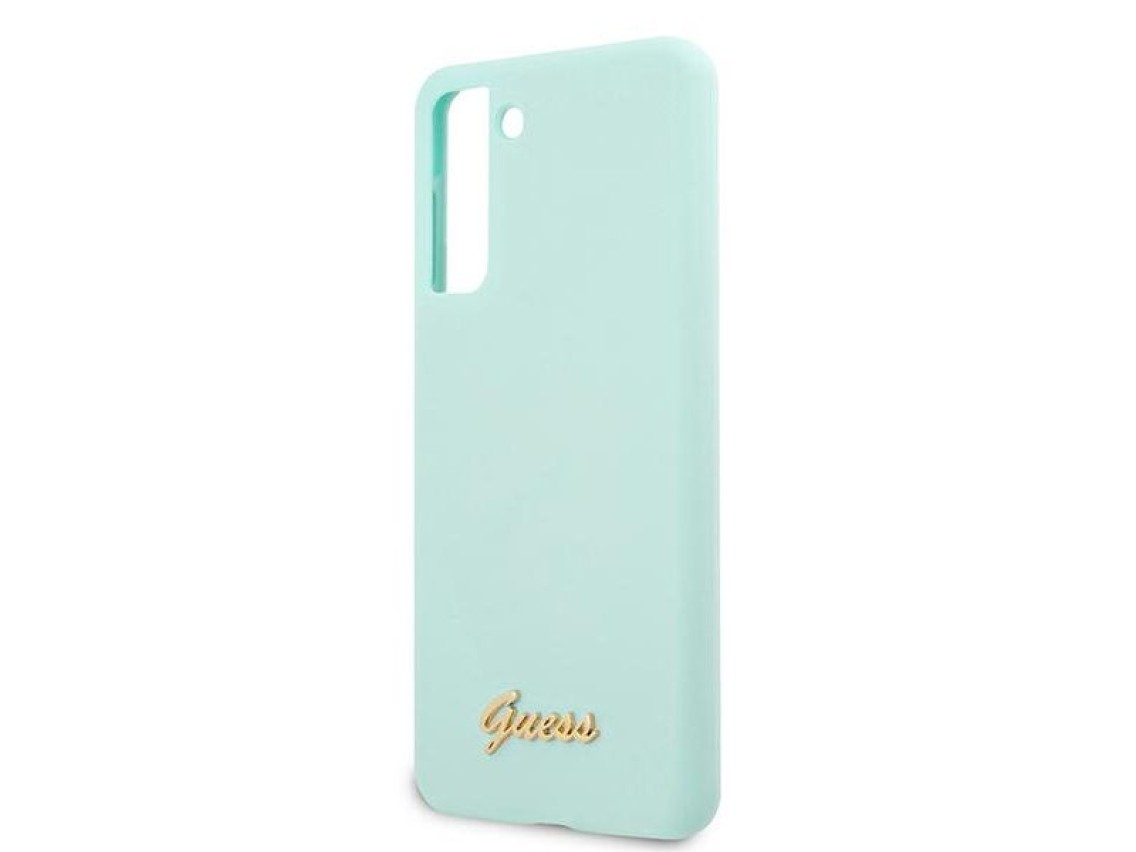 Guess GUHCS21MLSLMGLB S21+ G996 funda rígida azul/azul de silicona con logotipo metálico