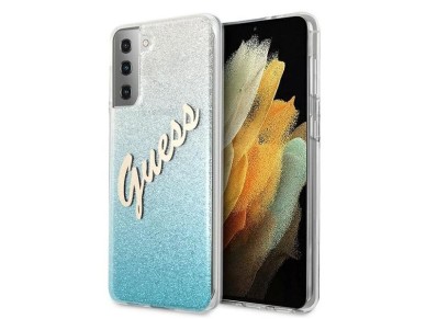 Guess GUHCS21MPCUGLSBL S21+ G996 azul/azul capa r�gida Glitter Gradient Script