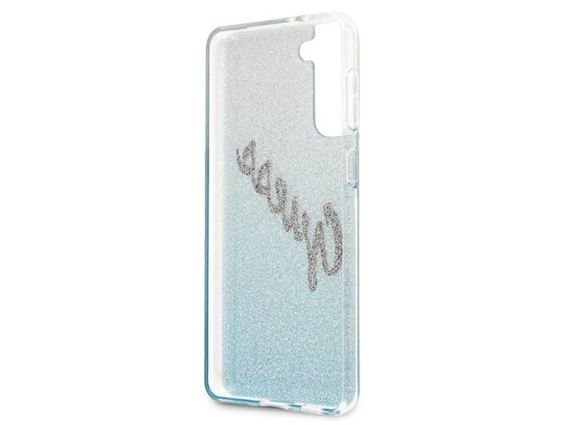 Guess GUHCS21MPCUGLSBL S21+ G996 azul/azul capa rígida Glitter Gradient Script