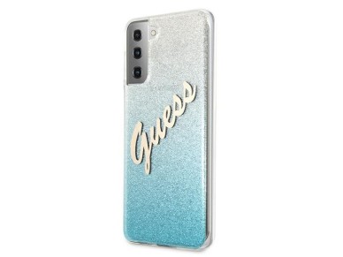 Guess GUHCS21MPCUGLSBL S21+ G996 azul/azul capa r�gida Glitter Gradient Script