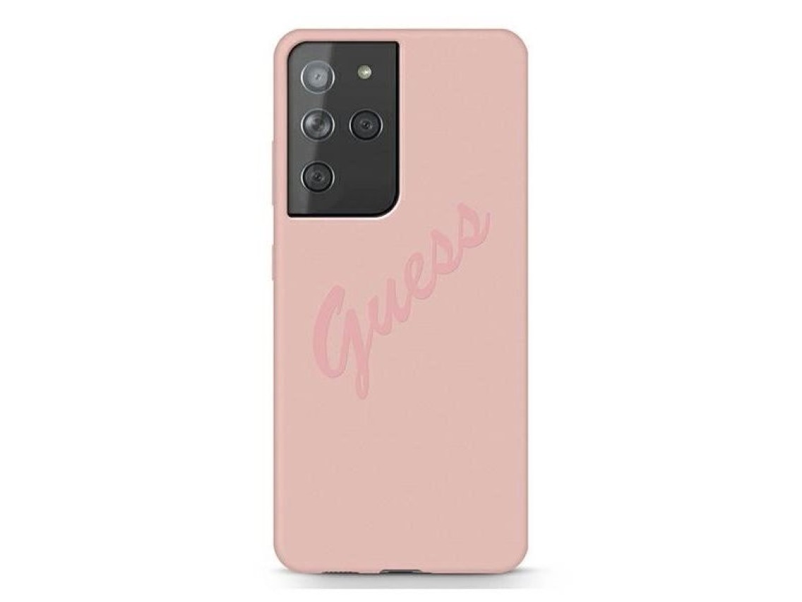 Estuche rígido Guess GUHCS21LLSVSPI S21 Ultra G998 rosa/rosa Script Vintage