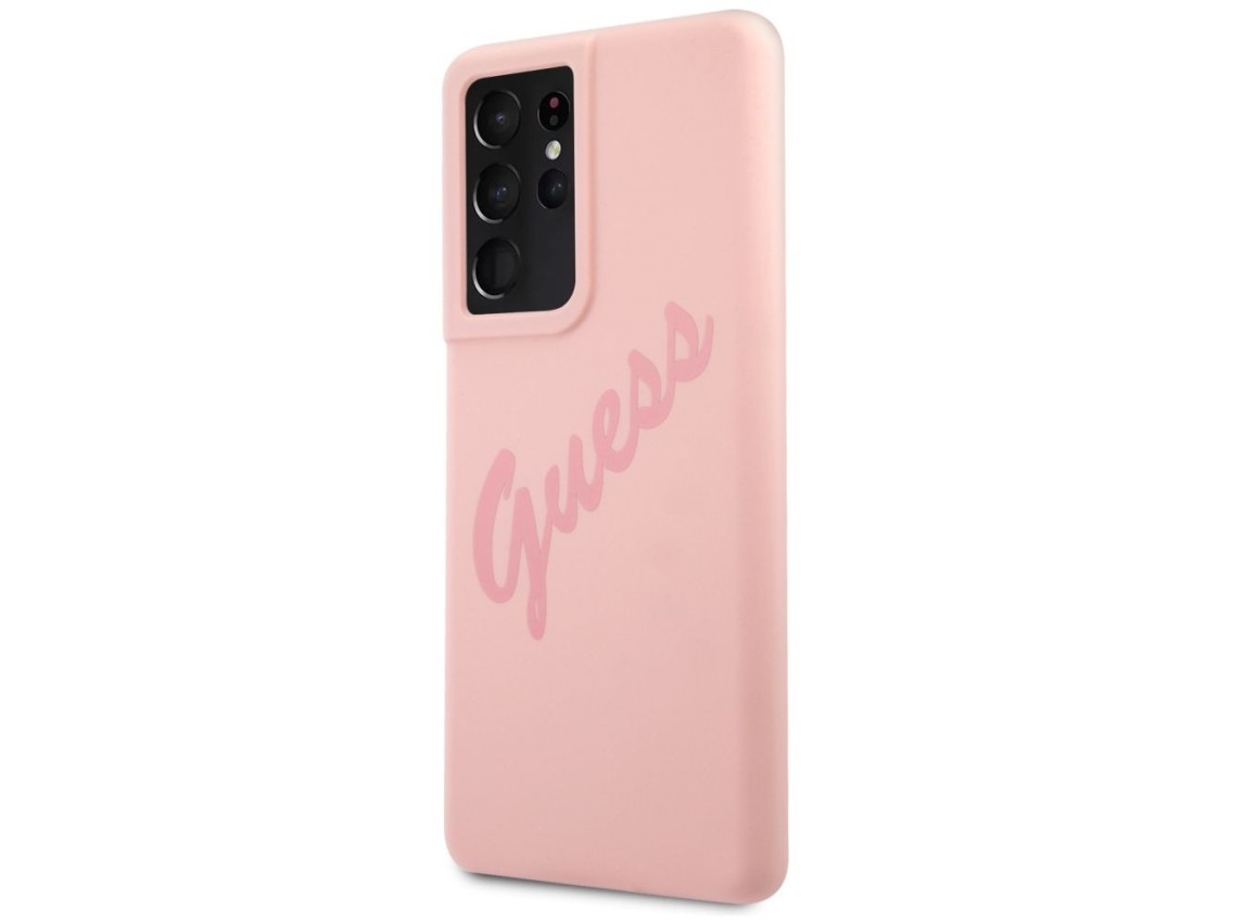 Estuche rígido Guess GUHCS21LLSVSPI S21 Ultra G998 rosa/rosa Script Vintage