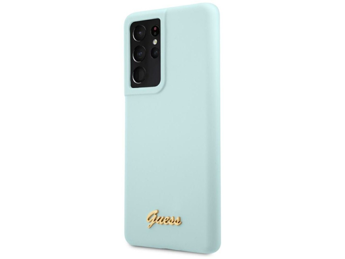 Guess GUHCS21LLSLMGLB S21 Ultra G998 blue/blue hardcase Silicone Script Metal Logo